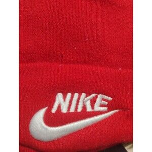 Nike Beanie Womens Winter Stocking Cap Red/White Embroidered